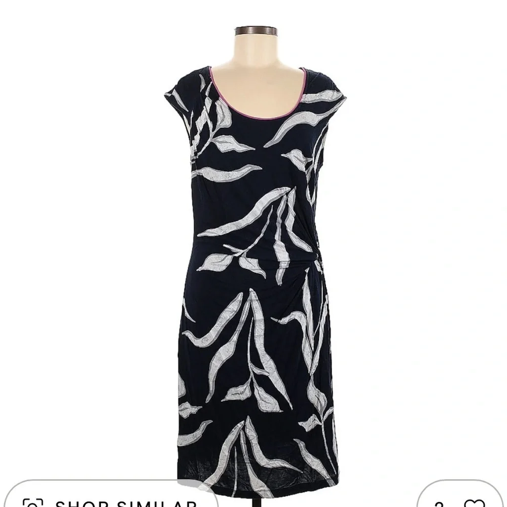 NIC+ZOE Navy leaf dress - Picture 1 of 6